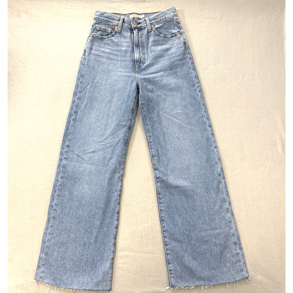 Levi's Denim - Levis Premium Jeans Women 26 Ribcage Wide Leg High Rise Light Wash 100% Cotton